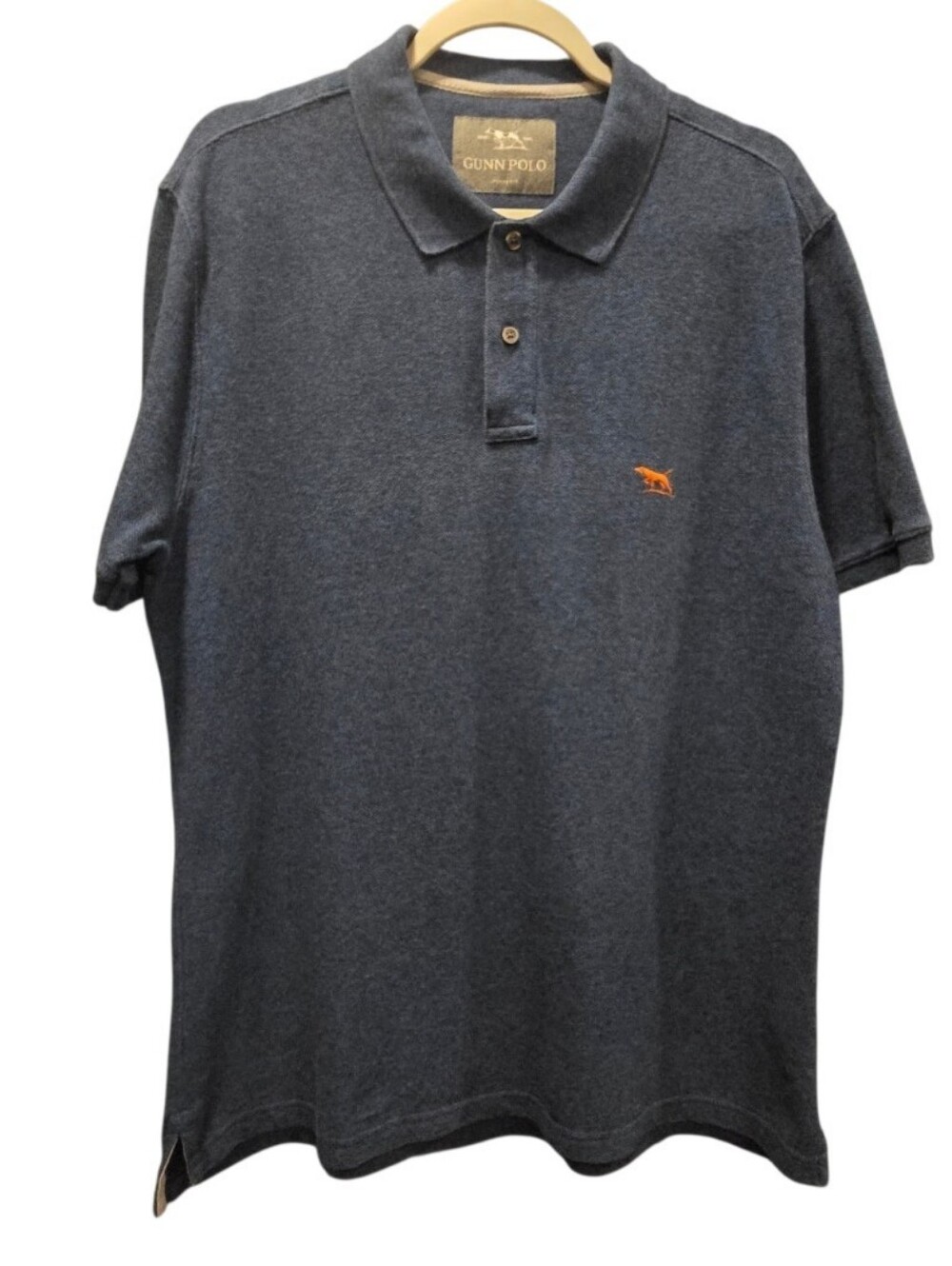 Gunn Polo Men's XL Heather Navy Blue Short Sleeve Polo Shirt Classic Fit